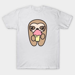 Cheerful three-finger sloth with ice cream T-Shirt